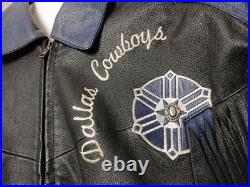 NFL by CHAMBERS Dallas Cowboys Fringed Leather Embroider Full Zip Jacket Size M