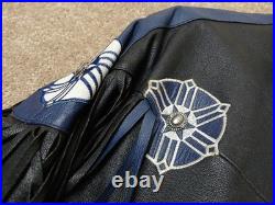 NFL by CHAMBERS Dallas Cowboys Fringed Leather Embroider Full Zip Jacket Size M