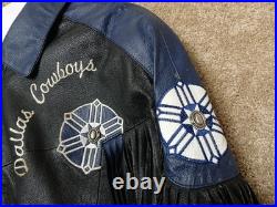 NFL by CHAMBERS Dallas Cowboys Fringed Leather Embroider Full Zip Jacket Size M