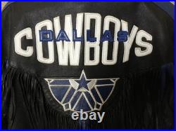 NFL by CHAMBERS Dallas Cowboys Fringed Leather Embroider Full Zip Jacket Size M
