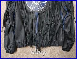 NFL by CHAMBERS Dallas Cowboys Fringed Leather Embroider Full Zip Jacket Size M