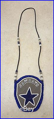 Nice Large 5 1/2 Hand Crafted Cut Beaded Dallas Cowboys Design Rosette Necklace