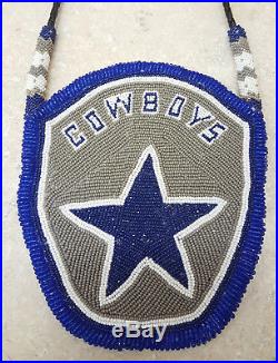 Nice Large 5 1/2 Hand Crafted Cut Beaded Dallas Cowboys Design Rosette Necklace
