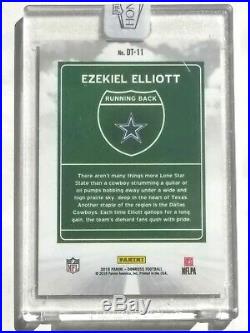 One (1) 2018 Donruss Football Autograph Ezekiel Elliott Downtown Dallas Cowboys
