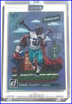 One (1) 2018 Donruss Football Autograph Ezekiel Elliott Downtown Dallas Cowboys