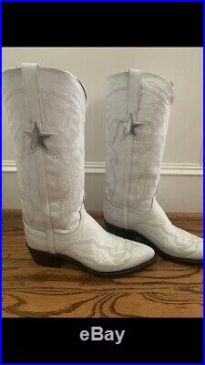 Preowned Lucchese Dallas Cowboys Cheerleader White Womens cowboy boots size 10B