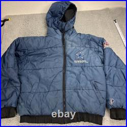 Pro Player Dallas Cowboys Mens Black Blue Reversible Jacket Size L Vintage