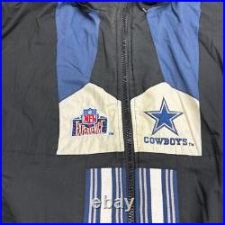 Pro Player Dallas Cowboys Mens Black Blue Reversible Jacket Size L Vintage