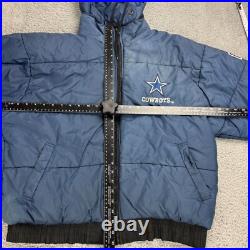 Pro Player Dallas Cowboys Mens Black Blue Reversible Jacket Size L Vintage