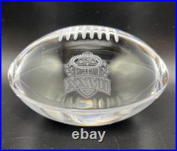 RARE 1993 Super Bowl XXVII Crystal Paperweight Dallas Cowboys Rose Bowl Vintage