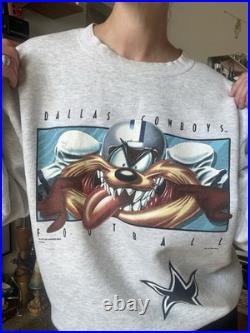 RARE 1997 Dallas Cowboys NFL x Looney Tunes Taz Crew Neck Sweatshirt Size XL