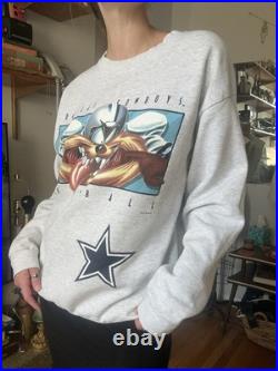 RARE 1997 Dallas Cowboys NFL x Looney Tunes Taz Crew Neck Sweatshirt Size XL