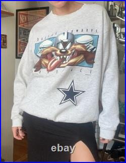 RARE 1997 Dallas Cowboys NFL x Looney Tunes Taz Crew Neck Sweatshirt Size XL
