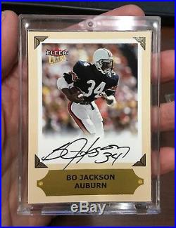 RARE! 2001 Bo Jackson On-Card Signed Auto Fleer Ultra College Greats Preview
