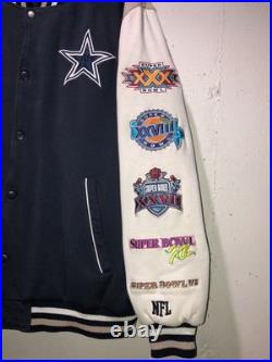 RARE DALLAS COWBOYS NFL 5X SUPERBOWL CHAMPIONS Letterman Varsity Jacket Coat 3XL