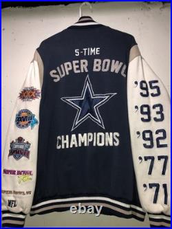 RARE DALLAS COWBOYS NFL 5X SUPERBOWL CHAMPIONS Letterman Varsity Jacket Coat 3XL