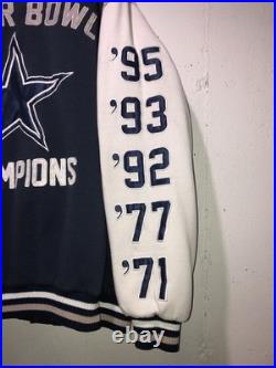 RARE DALLAS COWBOYS NFL 5X SUPERBOWL CHAMPIONS Letterman Varsity Jacket Coat 3XL