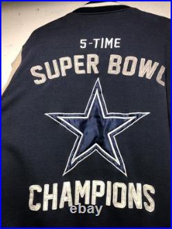 RARE DALLAS COWBOYS NFL 5X SUPERBOWL CHAMPIONS Letterman Varsity Jacket Coat 3XL