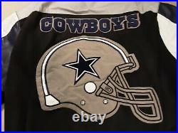 RARE Men Vintage Dallas Cowboys NFL Leather Big Helmet Sz M Jacket Jeff Hamilton