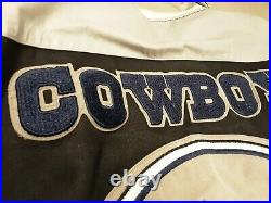 RARE Men Vintage Dallas Cowboys NFL Leather Big Helmet Sz M Jacket Jeff Hamilton