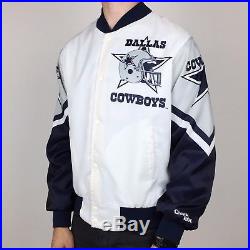 RARE Vintage 90s NFL Dallas Cowboys Chalk Line Fanimation Bomber Jacket Size M