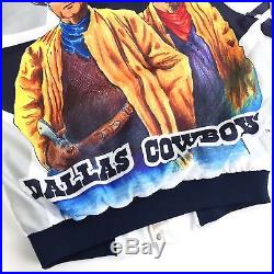 RARE Vintage 90s NFL Dallas Cowboys Chalk Line Fanimation Bomber Jacket Size M
