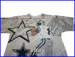 RARE Vintage All Sport 90s Dallas Cowboys All Over Print Destroyed T Shirt Sz L