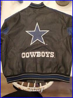 RARE Vintage Carl Banks Dallas Cowboys Leather Bomber Jacket Size XXL GEN III