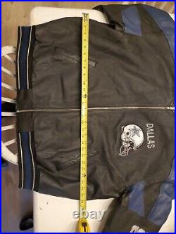 RARE Vintage Carl Banks Dallas Cowboys Leather Bomber Jacket Size XXL GEN III