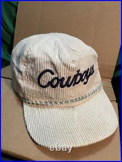 RARE Vintage Dallas Cowboys Script Corduroy Strapback Hat Cap Cowboys