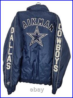 RARE Vtg 90's Logo Athletic Puffer Jacket Dallas Cowboys #8 Aikman Size Medium