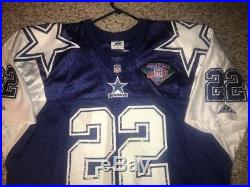 Rare Apex Authentic Emmitt Smith #22 XL Dallas Cowboys Star Jersey Sewn Autod