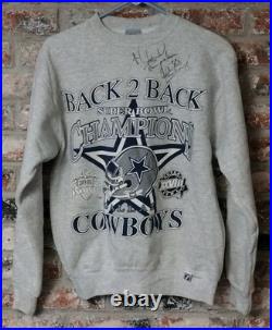 Rare Dallas Cowboys Autographed Sweatshirt Michael Playmaker Irvin 88 Med