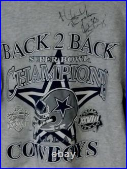 Rare Dallas Cowboys Autographed Sweatshirt Michael Playmaker Irvin 88 Med