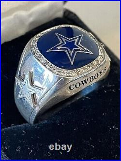 Rare Dallas Cowboys Danbury Mint Ring 925 Super Bowl Diamonds size 12
