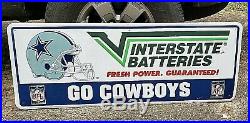 Rare Dallas Cowboys Interstate Batteries Metal Sign