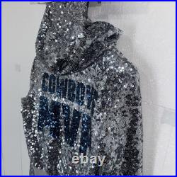 Rare Love Pink Limited Edition Dallas Cowboys MVP Sequin Hoodie Zip Sweater M