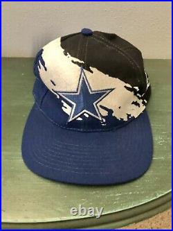 Rare VTG 90s Logo Athletic Splash Black Dallas Cowboys NFL Pro Line Snapback Hat