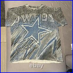 Rare VTG MAGIC JOHNSON Dallas Cowboys All Over Print Single Stitch T Shirt 90s