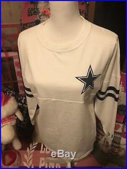 Rare Victorias Secret PINK NFL Dallas Cowboys White Varsity Crew Size XS EUC