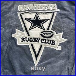 Rare Vintage DSJ 96 Dallas Cowboys Rugby Club Suede Leather Wool Jacket 90s XL