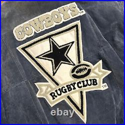 Rare Vintage DSJ 96 Dallas Cowboys Rugby Club Suede Leather Wool Jacket 90s XXL