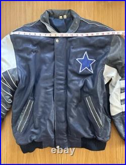 Rare Vintage Dallas Cowboys Leather Jacket Size Medium Blue White
