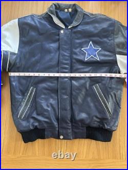 Rare Vintage Dallas Cowboys Leather Jacket Size Medium Blue White