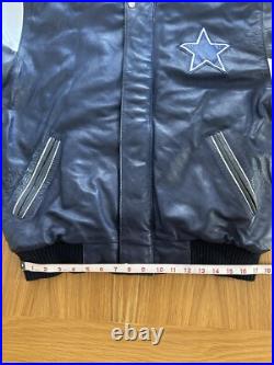 Rare Vintage Dallas Cowboys Leather Jacket Size Medium Blue White