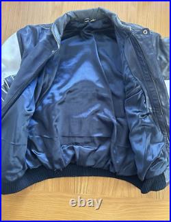 Rare Vintage Dallas Cowboys Leather Jacket Size Medium Blue White