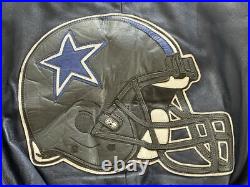 Rare Vintage Dallas Cowboys Leather Jacket Size Medium Blue White