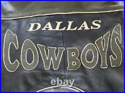 Rare Vintage Dallas Cowboys Leather Jacket Size Medium Blue White