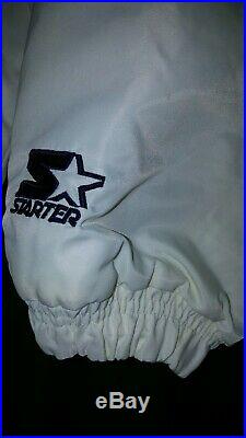 Rare Vintage Dallas Cowboys White Starter Jacket Mens XL Complete With Hood