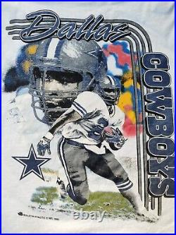 Rare Vintage Emmitt Smith Dallas Cowboy 1992 All-Overprint T-shirt NFL AOP